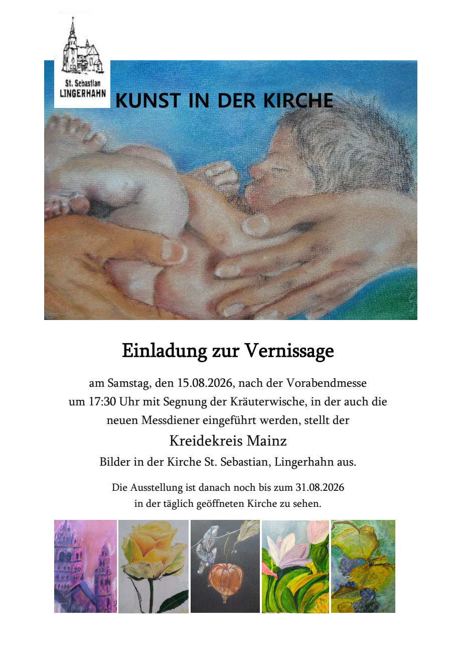 Einladung zu einer Vernissage mit verschiedenen Bildern